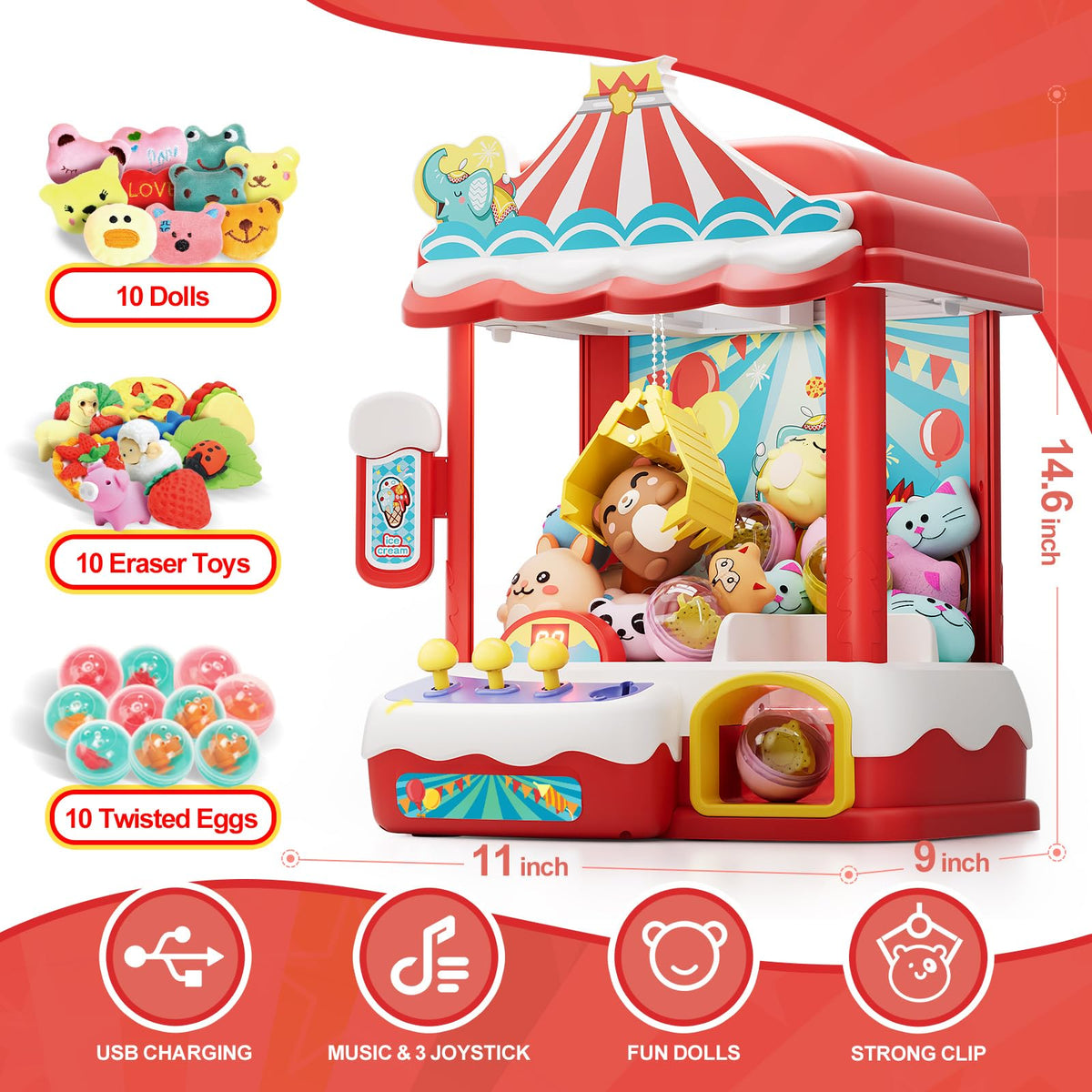 Claw Machine with 30 Mini Prizes X5898