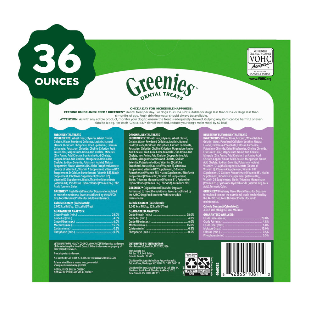 Mint Original Blueberry Dental Dog Treats 60 Count Q7444