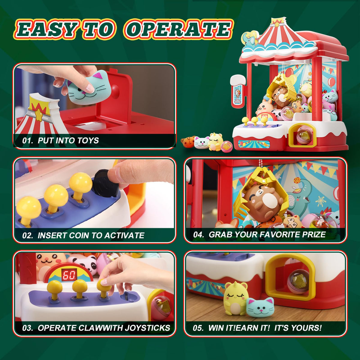 Claw Machine with 30 Mini Prizes X5898