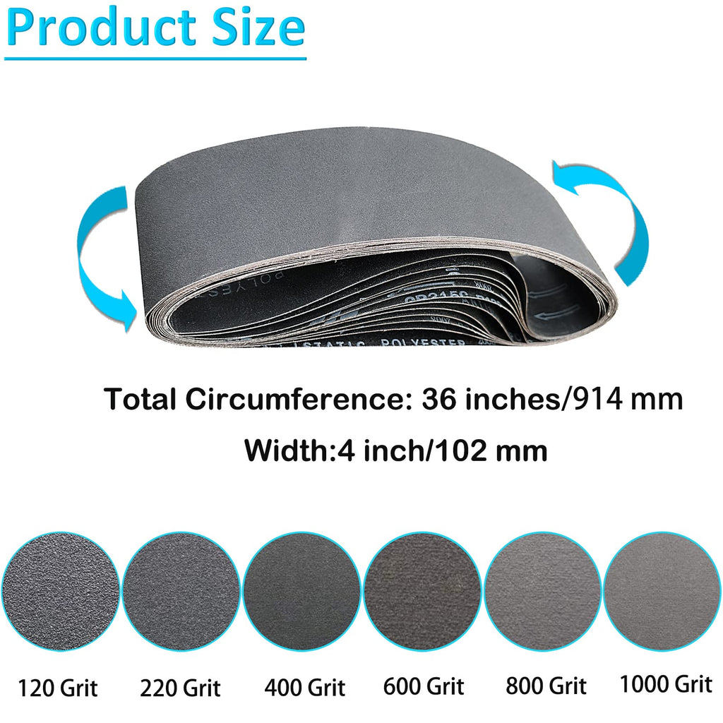 4 x 36 Inch Silicon Carbide Sanding Belts 6 Pack I1598