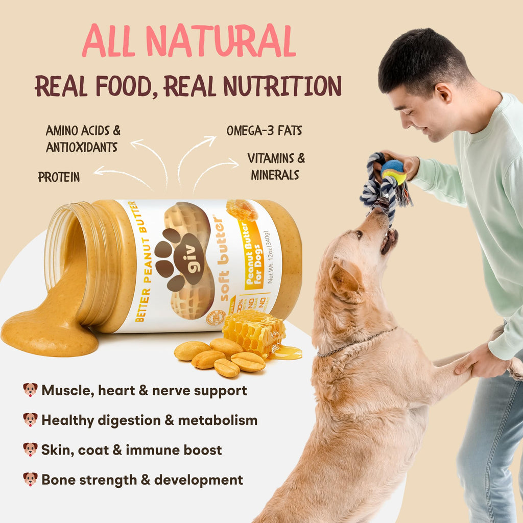 All Natural Peanut Butter for Dogs, 2 Ingredients, 4oz Pouches X92970