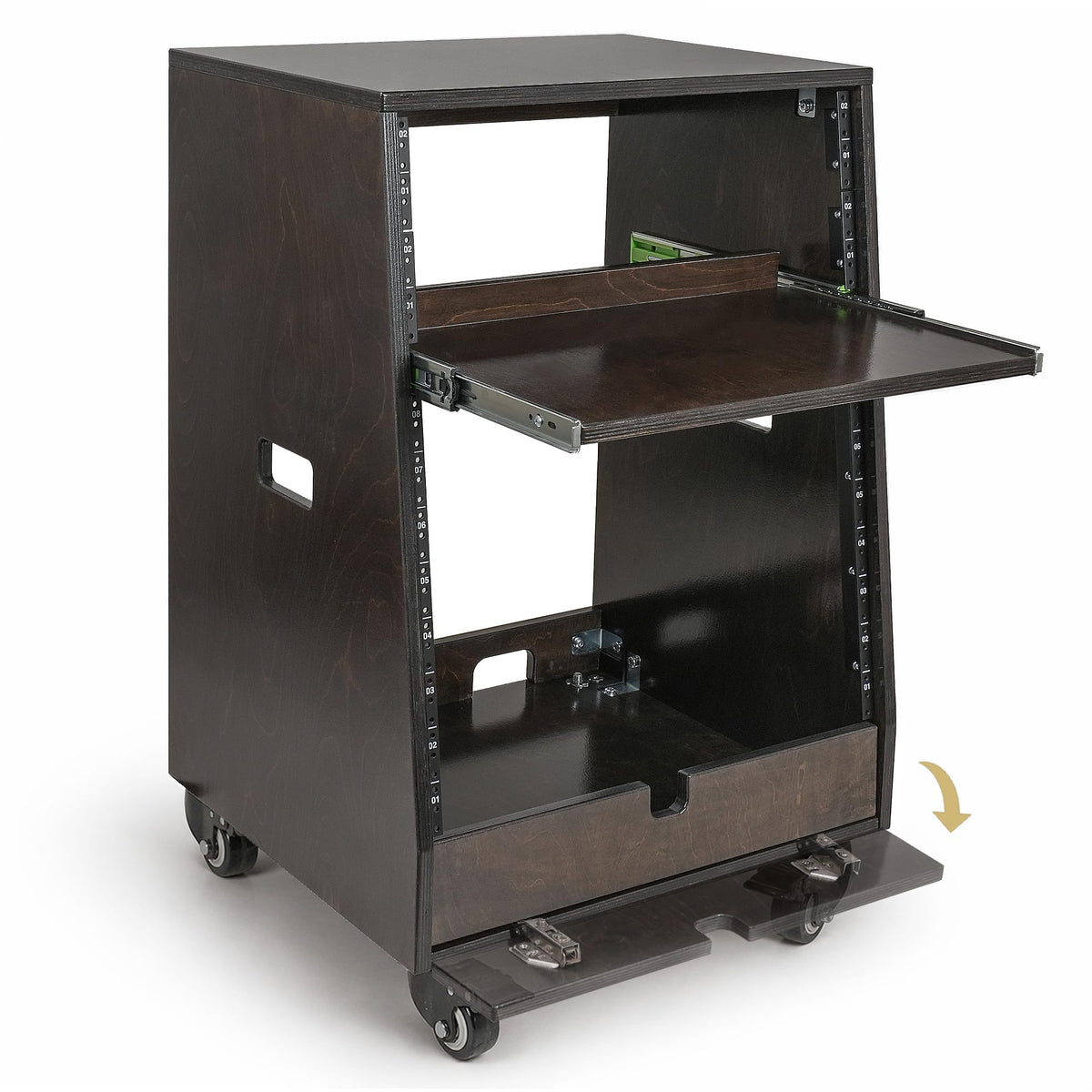 12U Studio Rack with Slide-Out Tray and Casters Z741