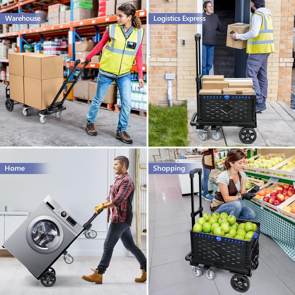 4-in-1 Convertible Dolly Cart with Crate S97736