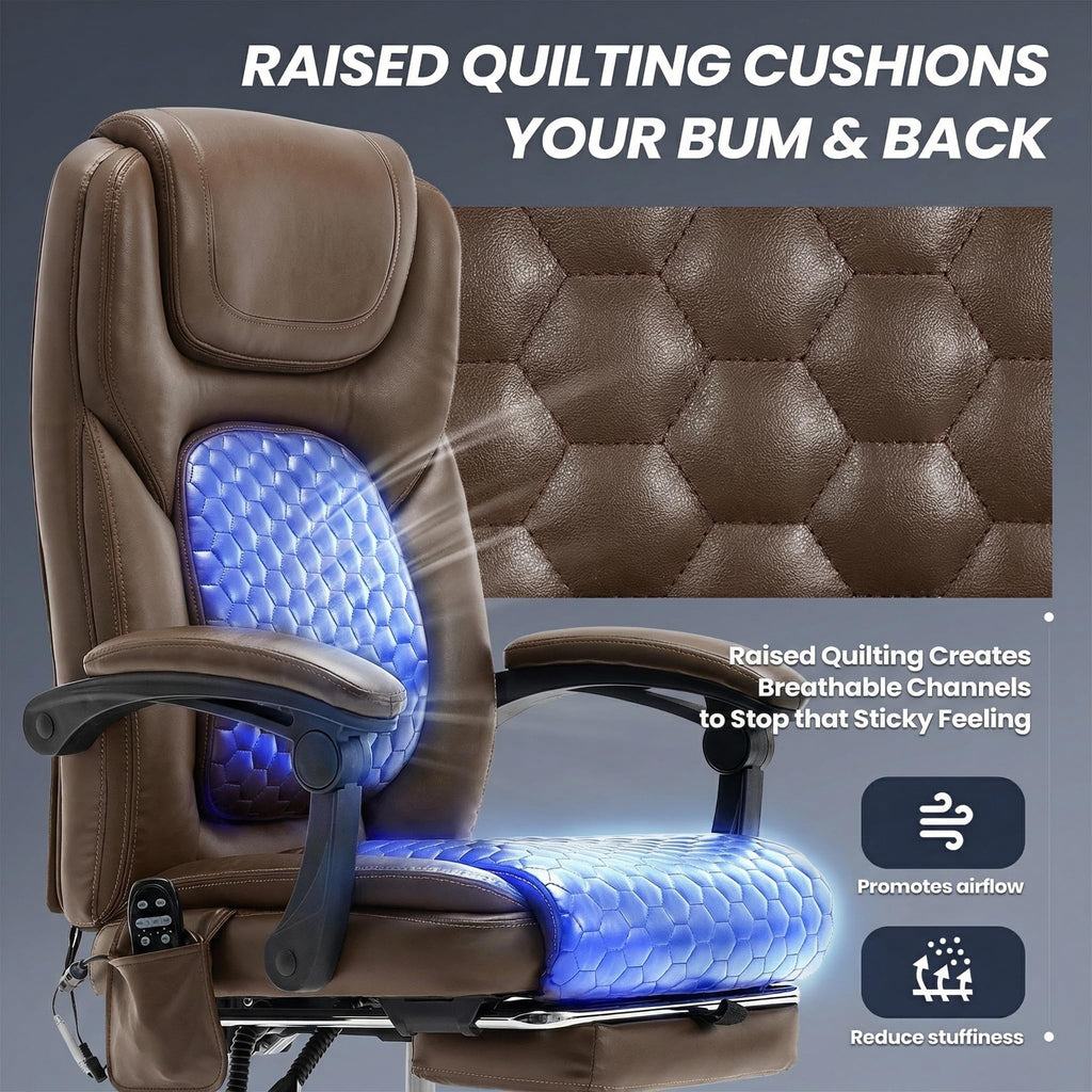 Brown Massage Office Chair with Heat and Footrest I30866