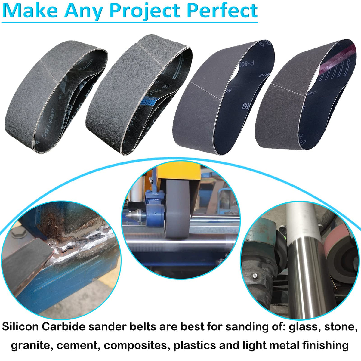 4 x 36 Inch Silicon Carbide Sanding Belts 6 Pack I1598