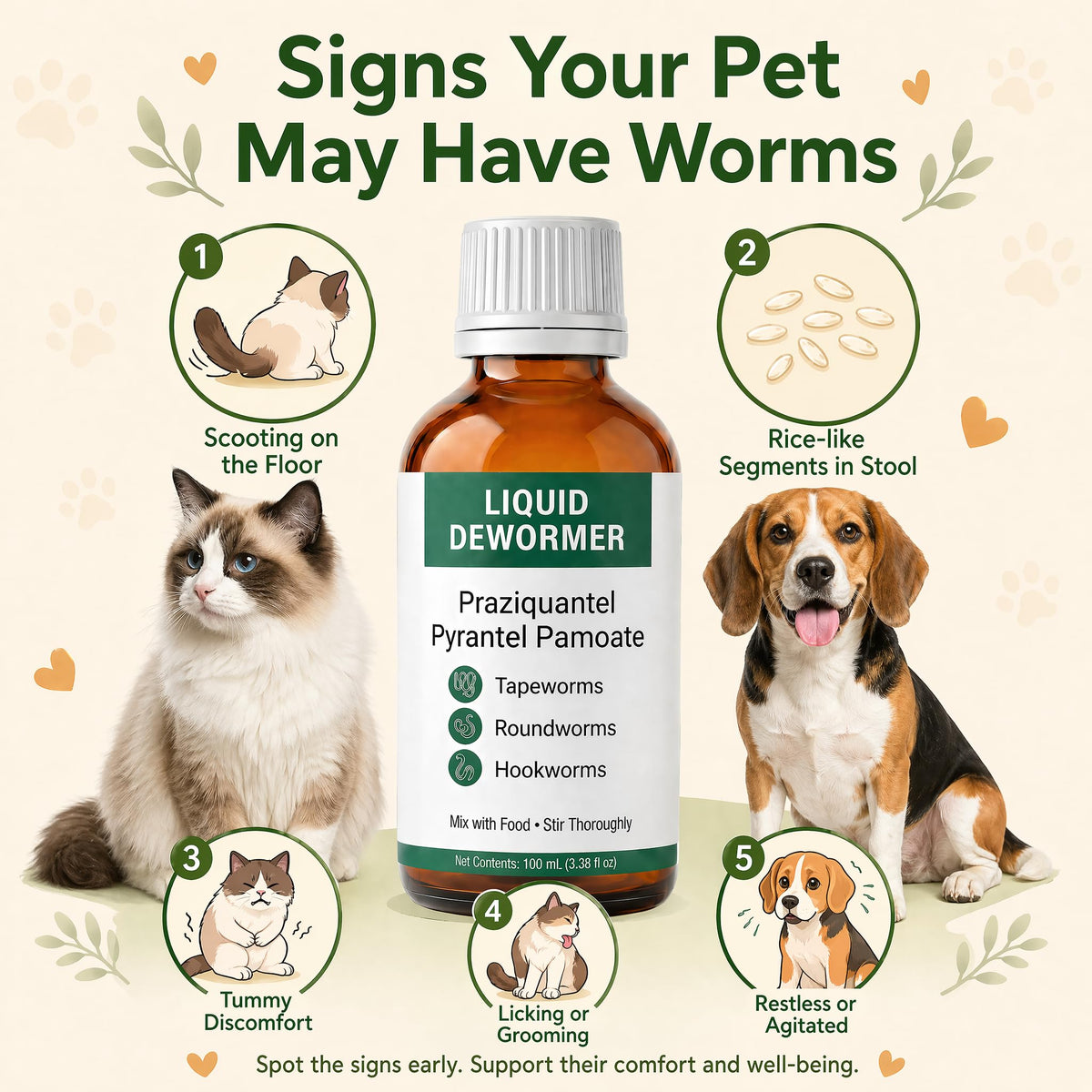 Liquid Dewormer, Praziquantel & Pyrantel Pamoate, 3.38 fl oz W536