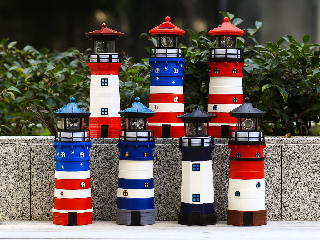 Solar Powered Lighthouse Decor with Rotating Beacon I142022