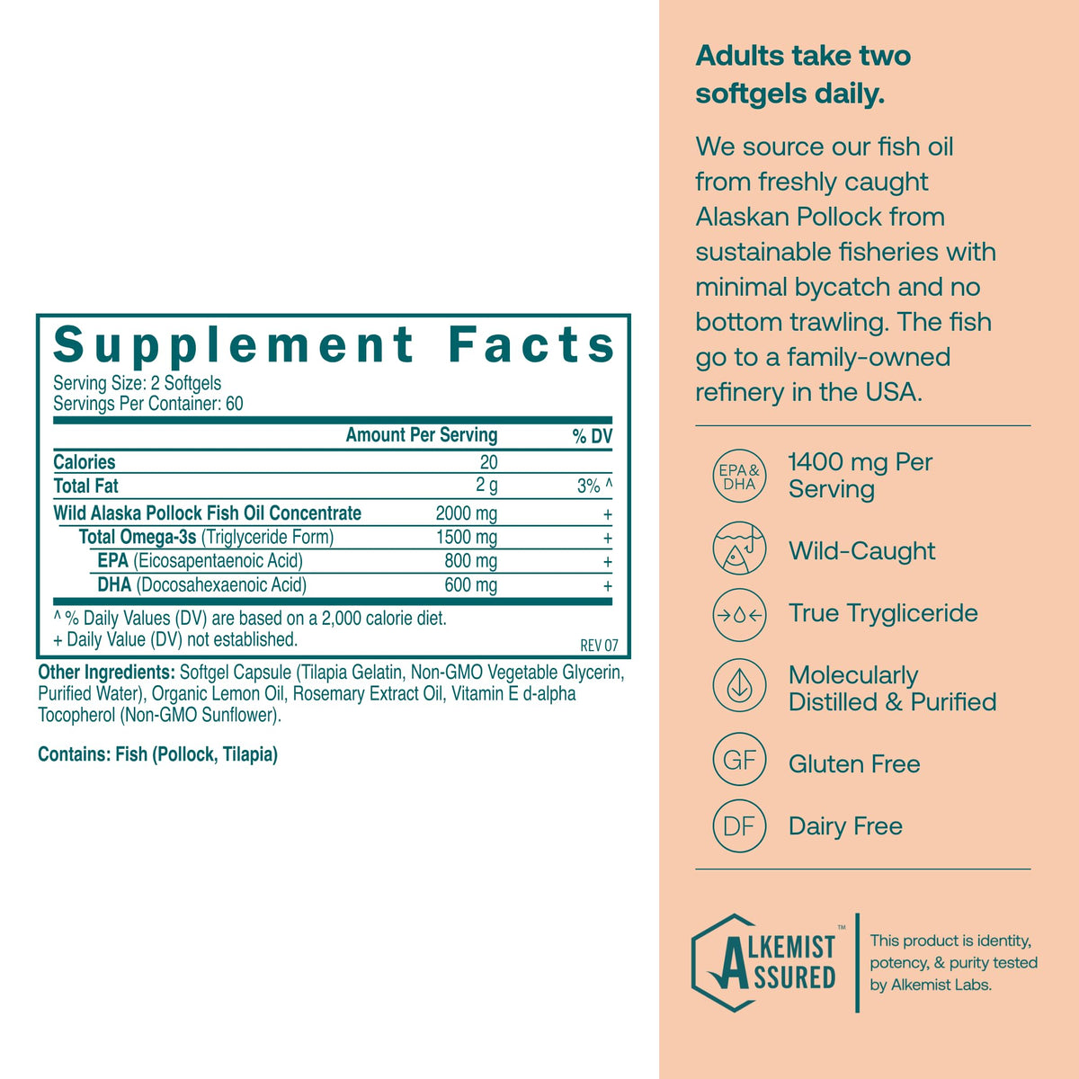 Omega-3 Fish Oil 120 Softgels 1400 mg EPA DHA T528