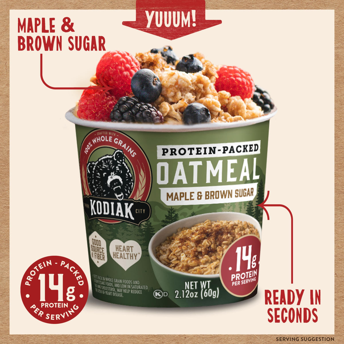 Instant Protein Maple & Brown Sugar Oatmeal, 2.12oz (Pack of 12) G303923