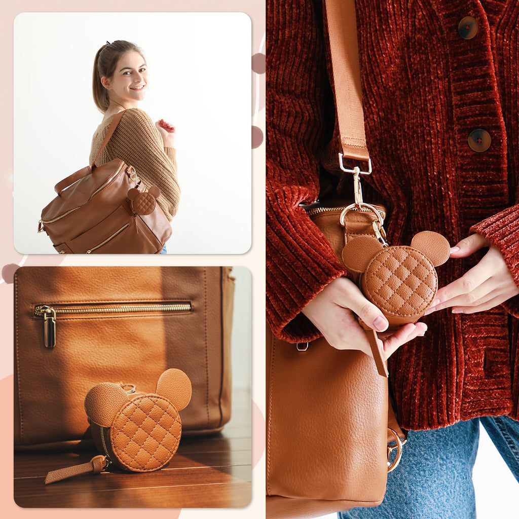 Leather Diaper Bag Backpack with Pacifier Case T659
