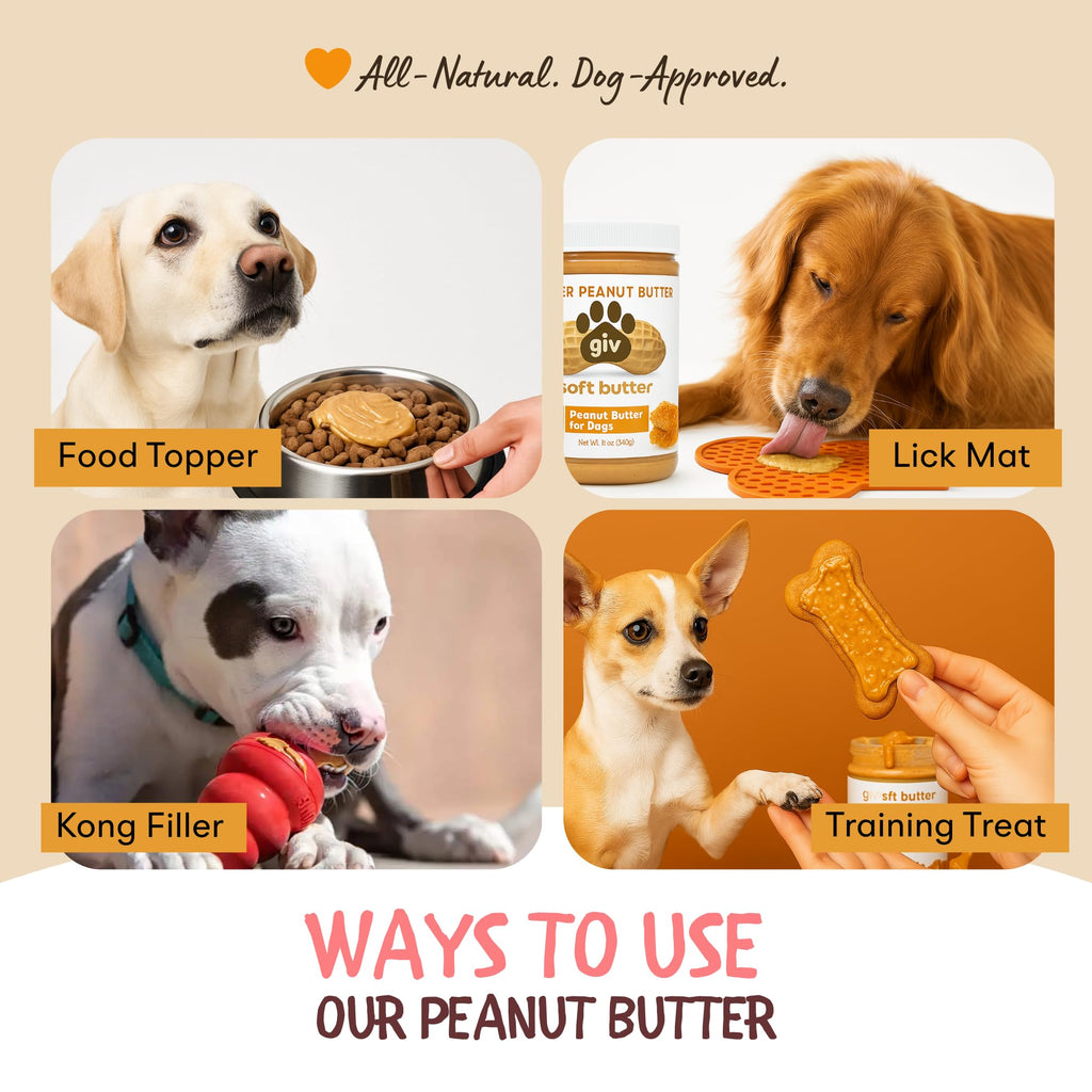 All Natural Peanut Butter for Dogs, 2 Ingredients, 4oz Pouches X92970