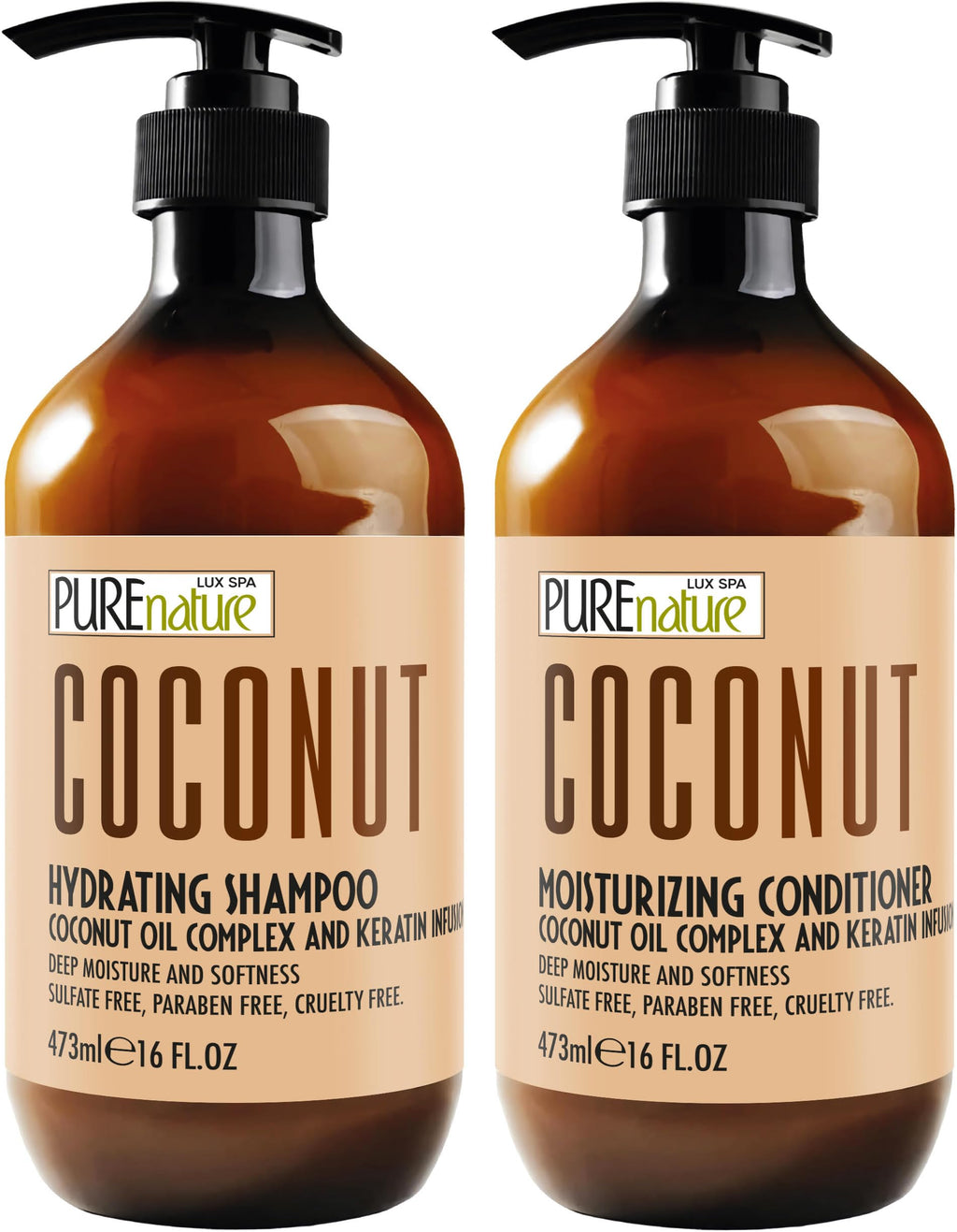 Sulfate Free Coconut Shampoo and Conditioner Set 16 Fl Oz O14656