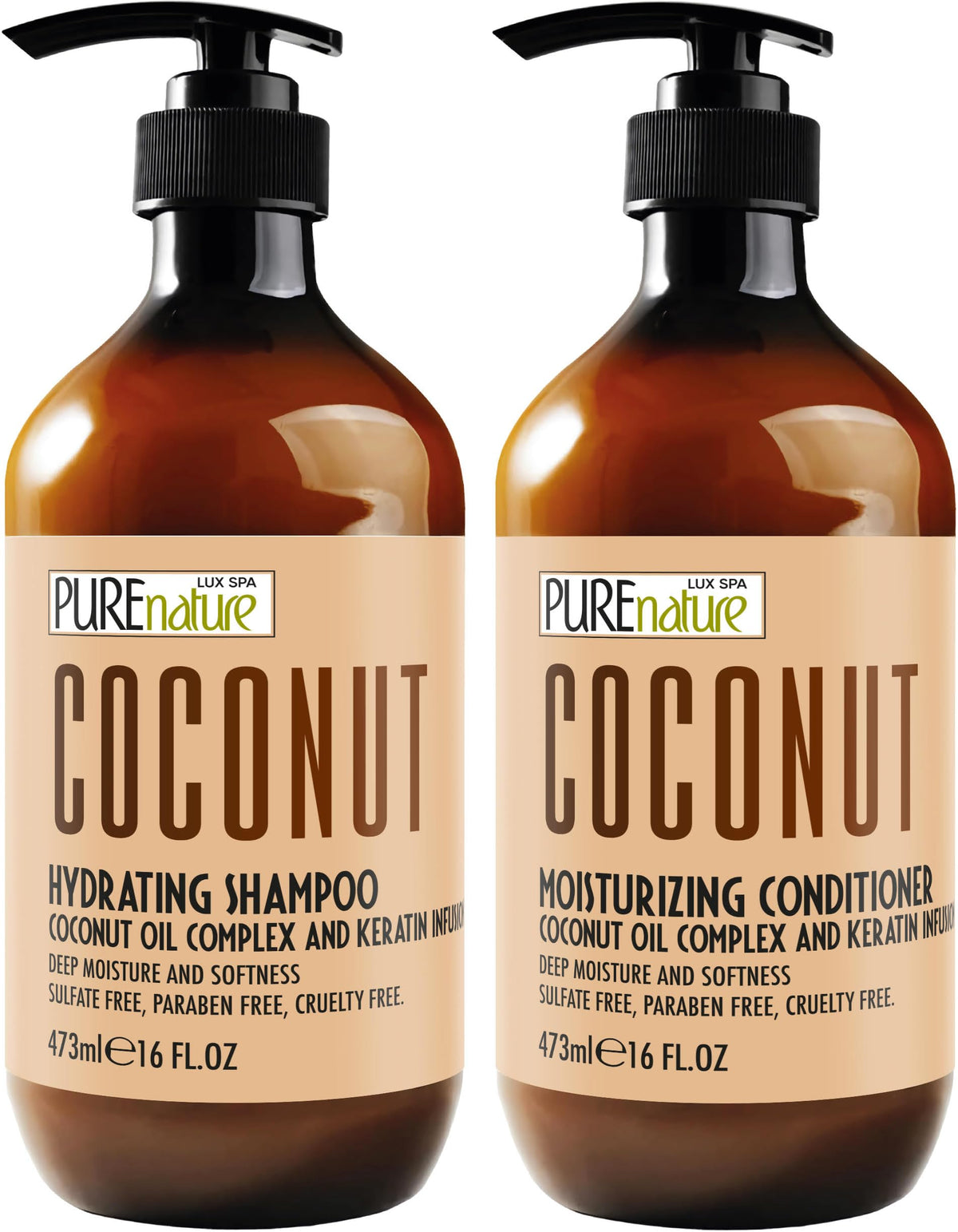 Sulfate Free Coconut Shampoo and Conditioner Set 16 Fl Oz O14656
