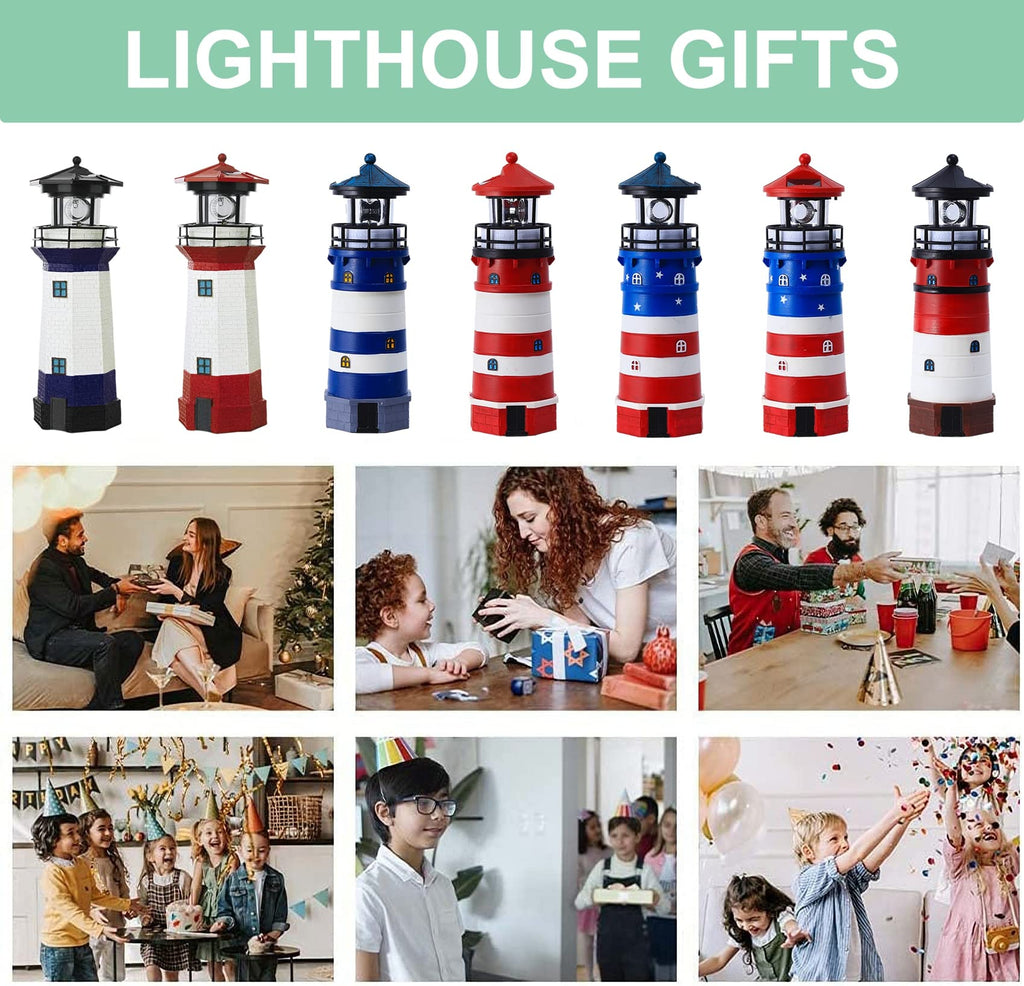 Solar Powered Lighthouse Decor with Rotating Beacon I142022