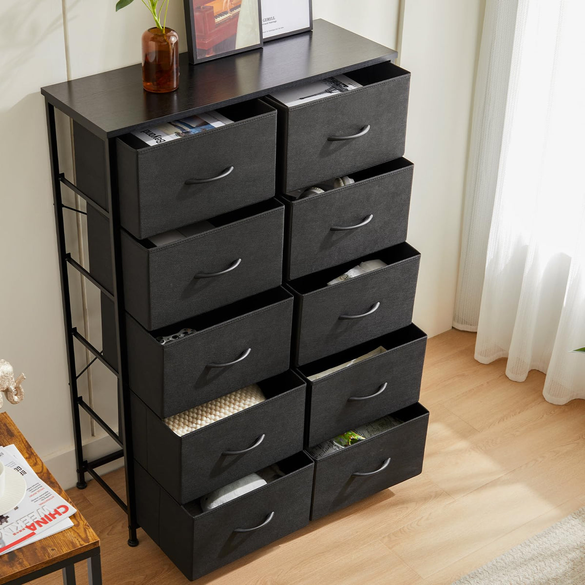 Black 10 Drawer Tall Dresser G62161