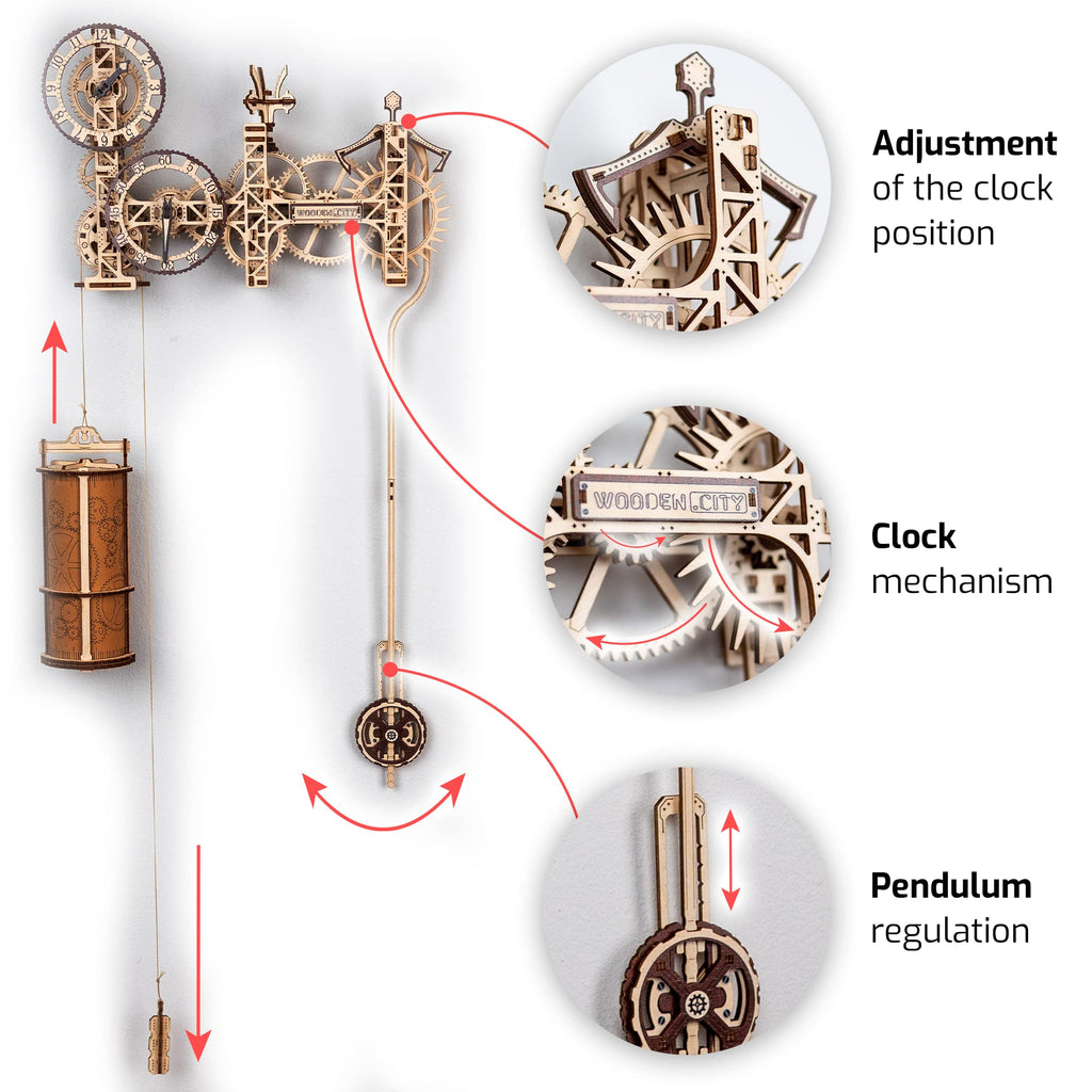 3D Wooden Clock Puzzle Building Kit with 257 Pieces D704830