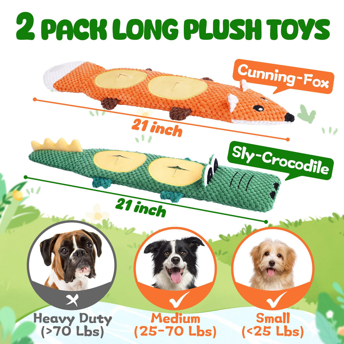 2 Pack No Stuffing Squeaky Dog Toys F91684