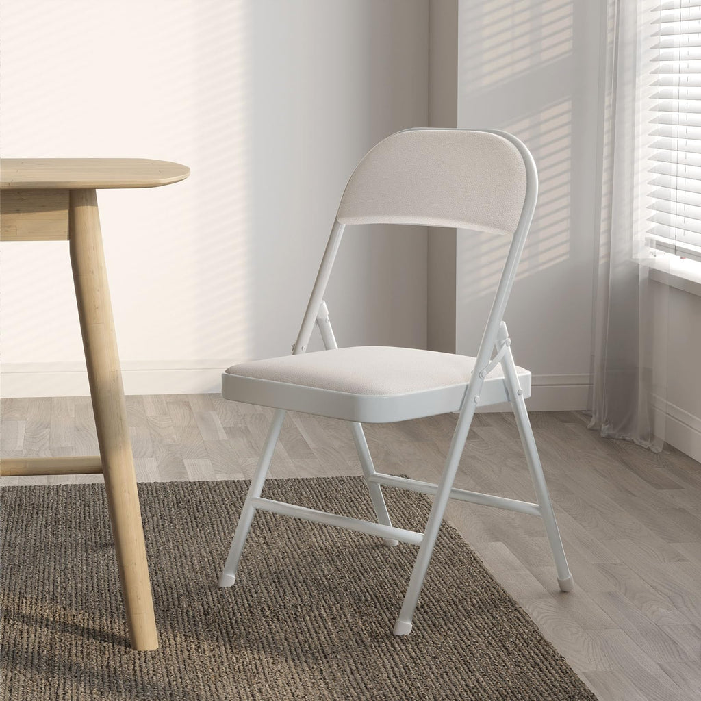 White Vinyl Padded Folding Chairs 4 Pack T73085