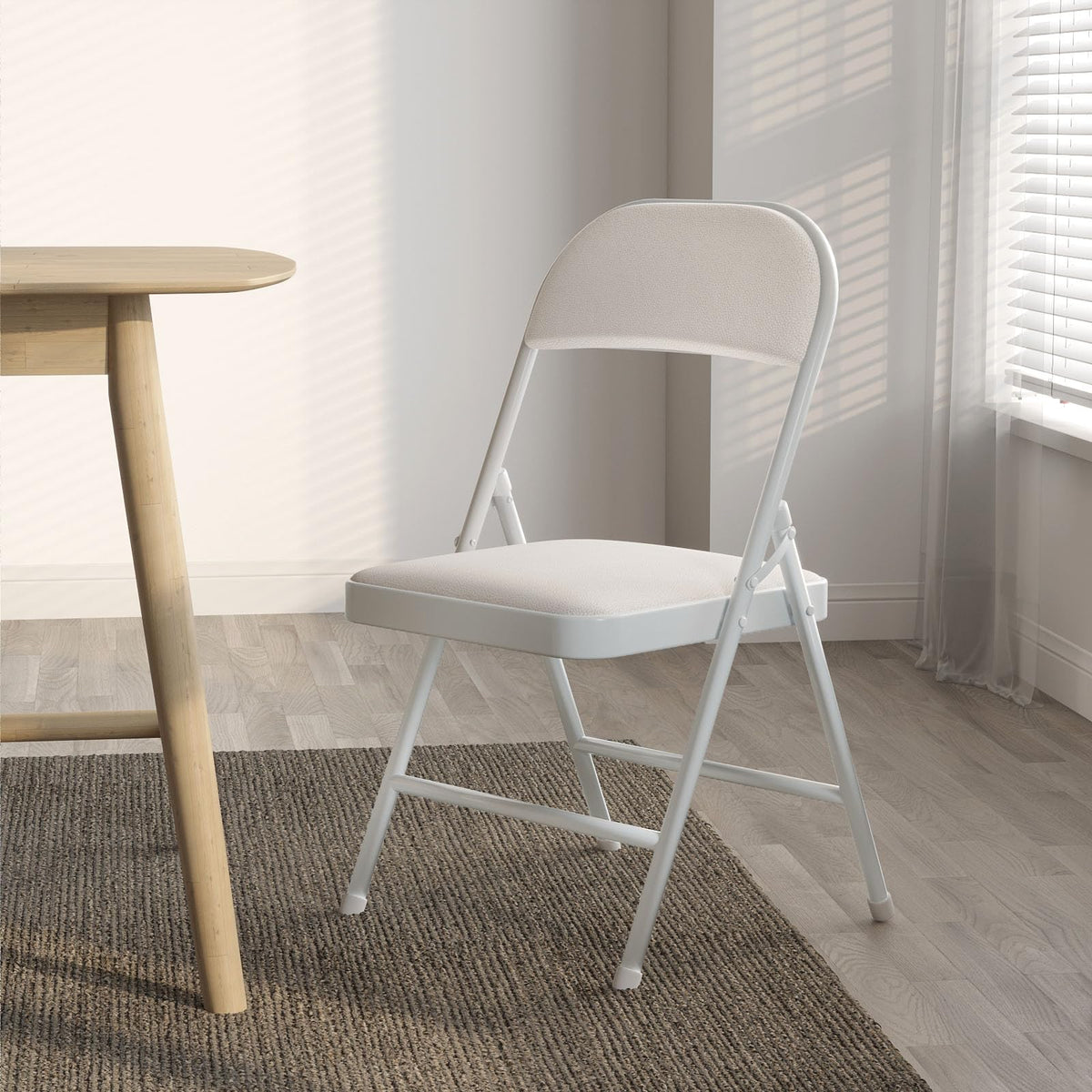 White Vinyl Padded Folding Chairs 4 Pack T73085