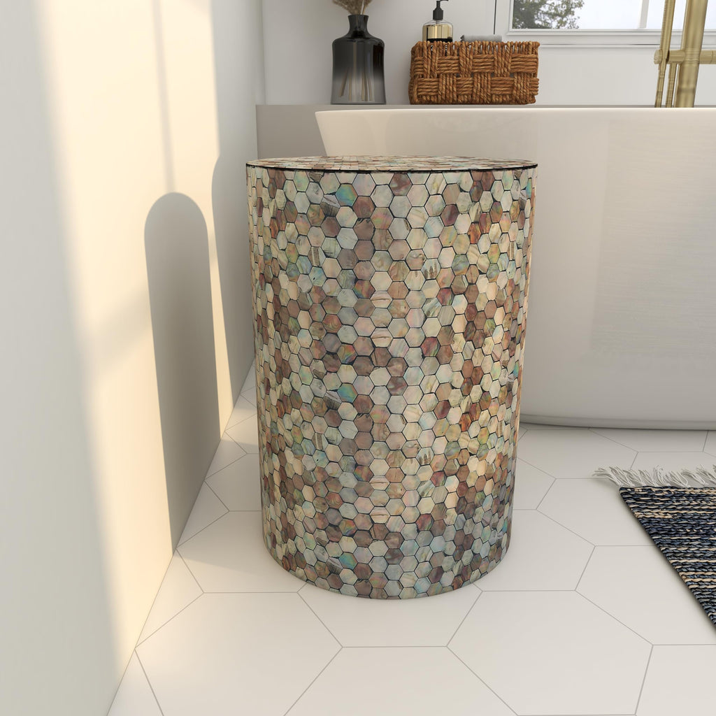 14" x 14" x 20" Multi Colored Mosaic Side Table M8997