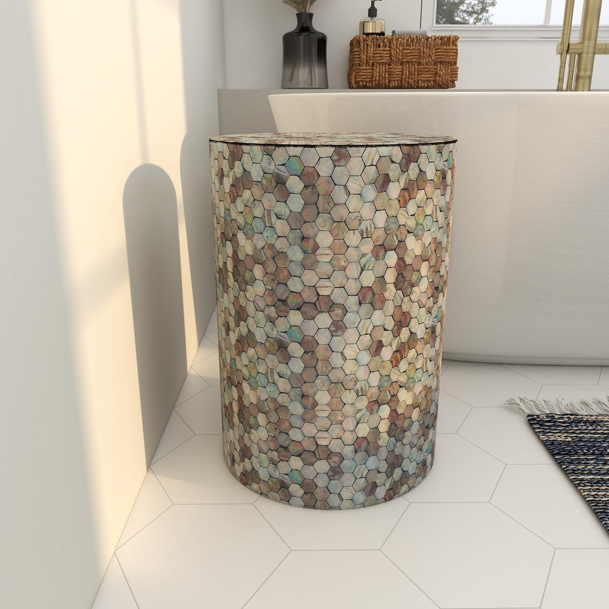 14" x 14" x 20" Multi Colored Mosaic Side Table M8997