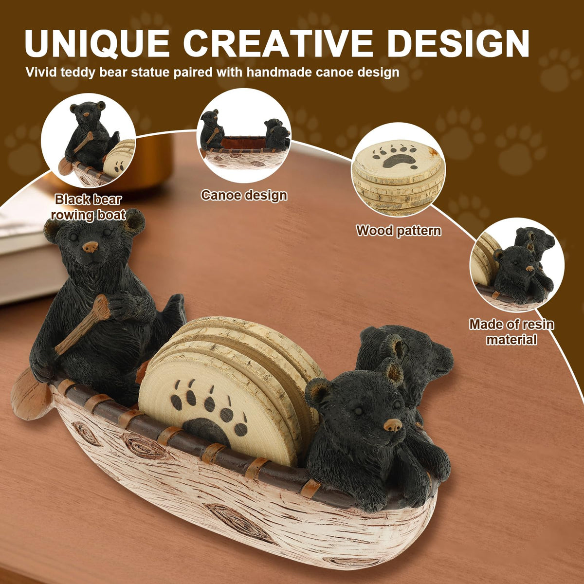 Black Bear Coasters Set of 5 M7389