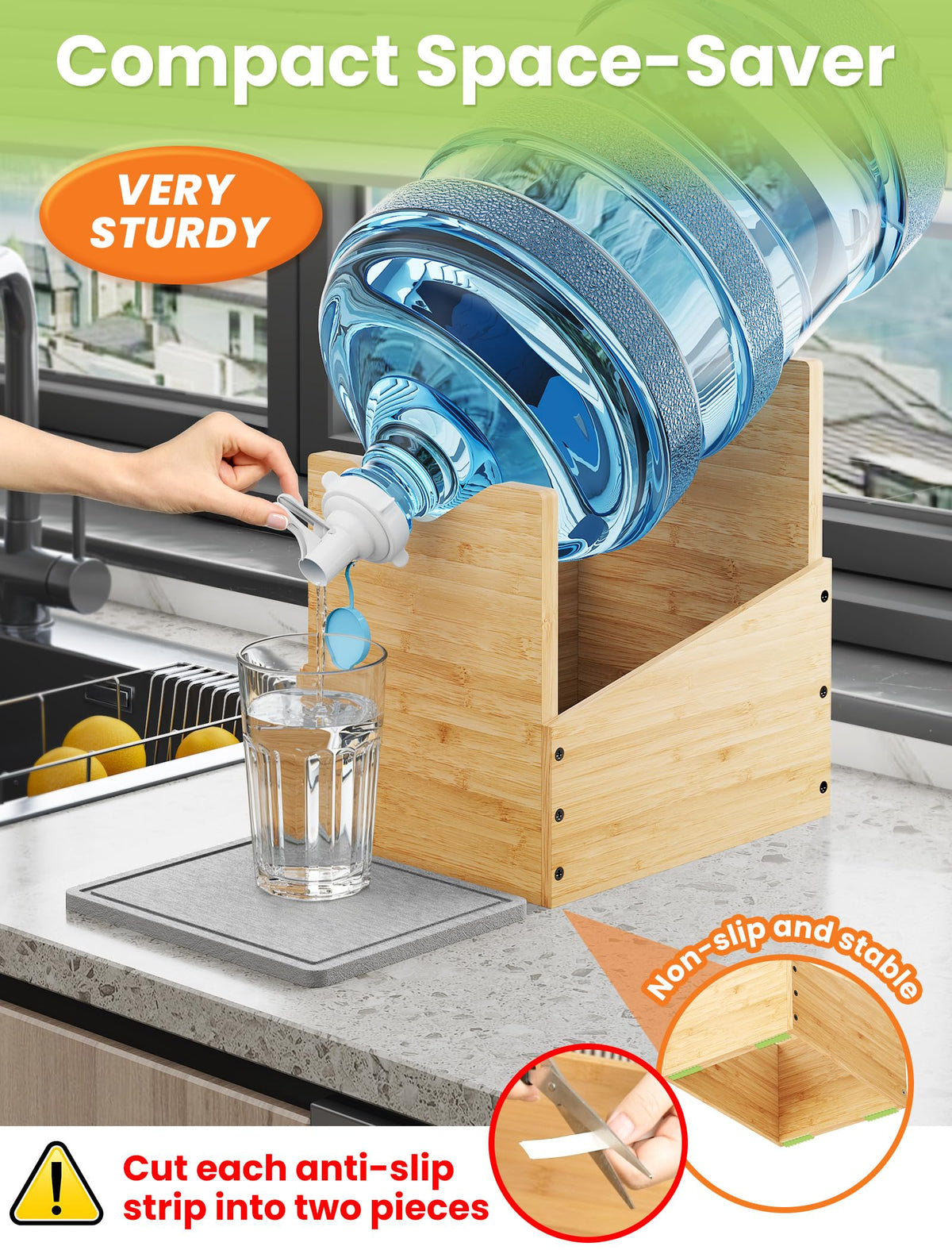 5 Gallon Wood Water Jug Stand with Diatomite O87097
