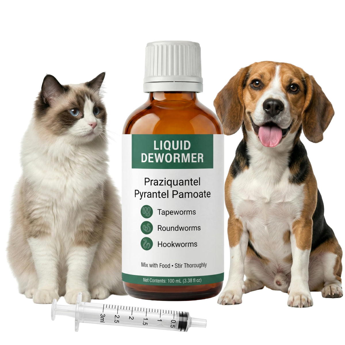 Liquid Dewormer, Praziquantel & Pyrantel Pamoate, 3.38 fl oz W536