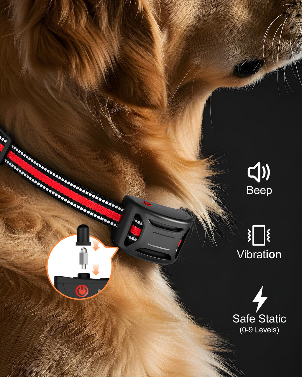 Wireless Dog Fence System 2-in-1 Pet Containment Training Collar IPX6 Waterproof Rechargeable Black Red M97129