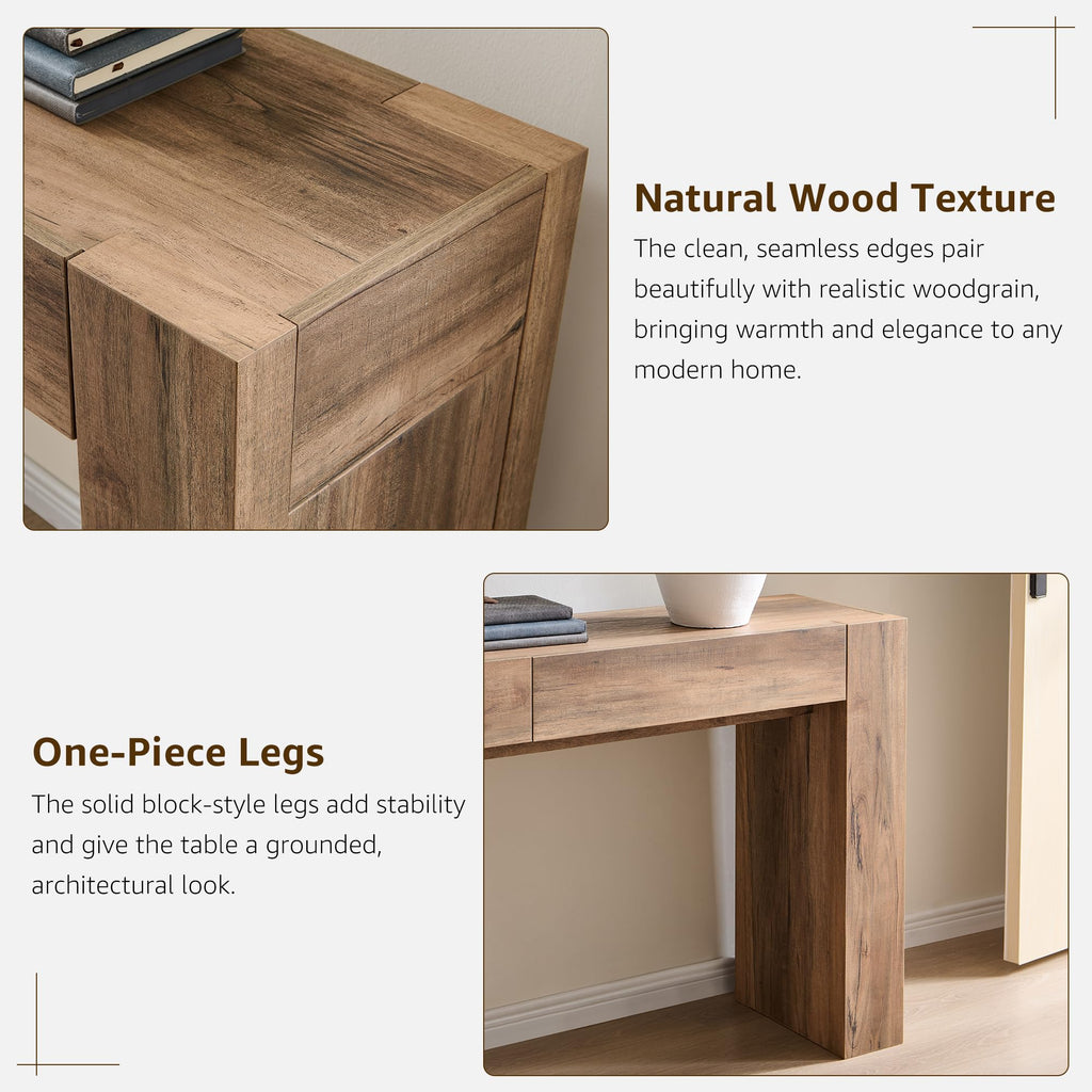 Rustic Oak Console Table with Drawers B79733