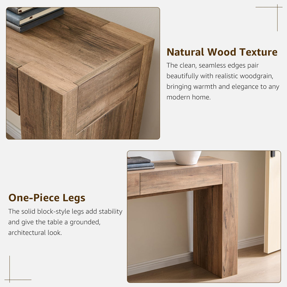 Rustic Oak Console Table with Drawers B79733