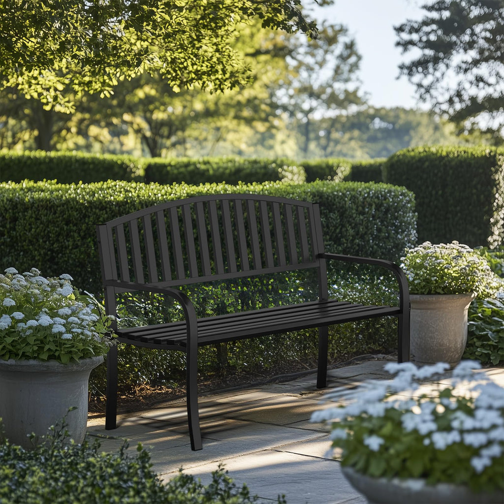 50" Weatherproof Metal Outdoor Bench G50486