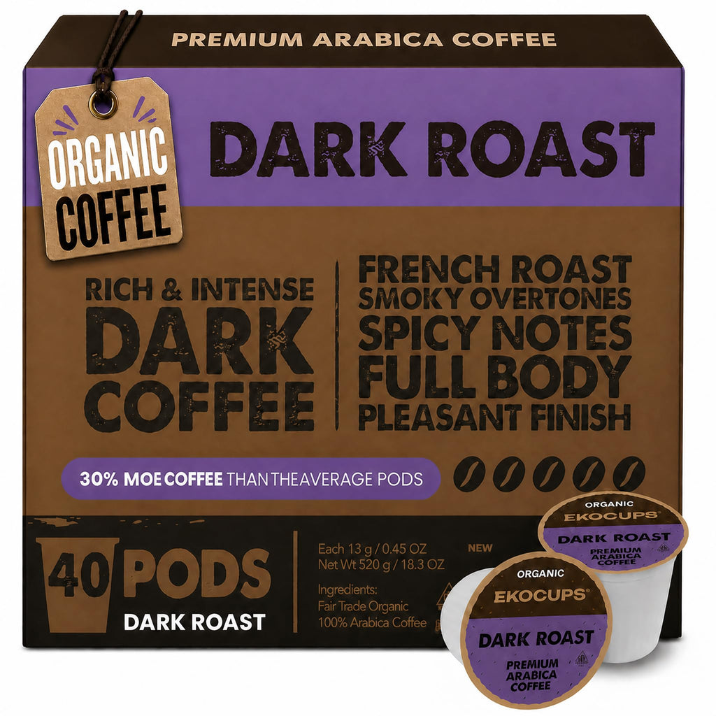 Organic Dark Roast Coffee Pods, 40 Recyclable Capsules S7671