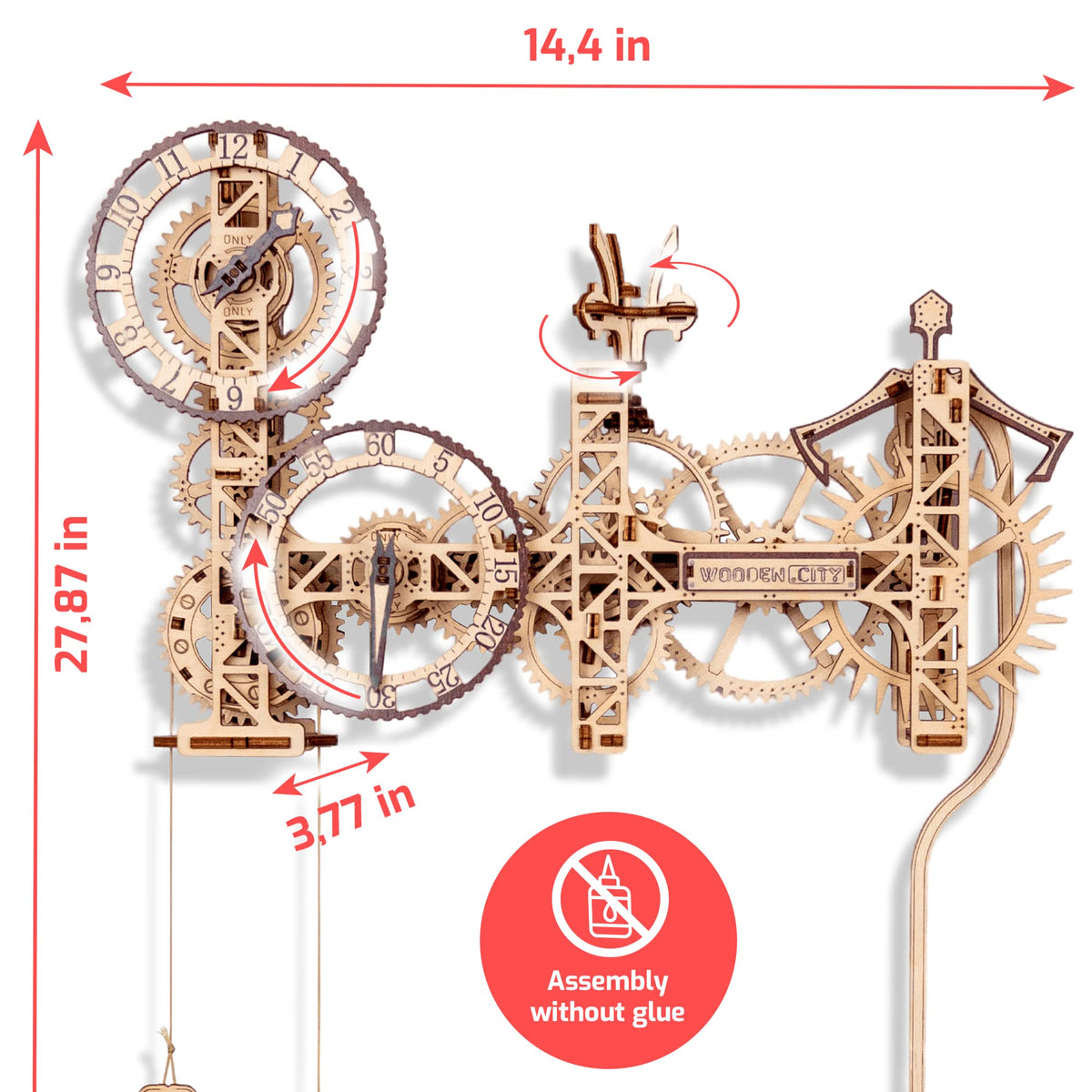 3D Wooden Clock Puzzle Building Kit with 257 Pieces D704830