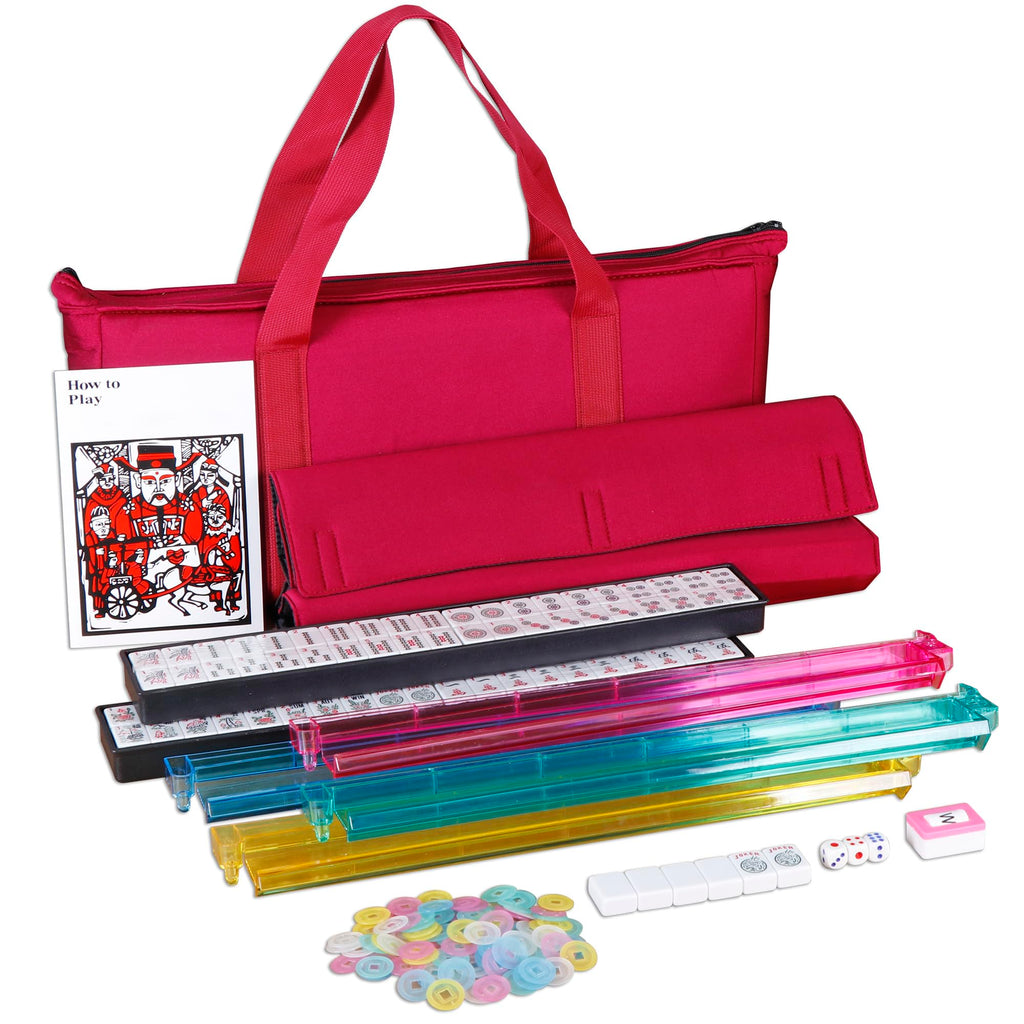 166 Tiles Mahjong Tile Set with Racks and Carrying Bag F306485