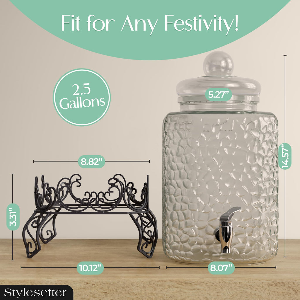 Glass Beverage Dispenser with Stand 2.5 Gal P123