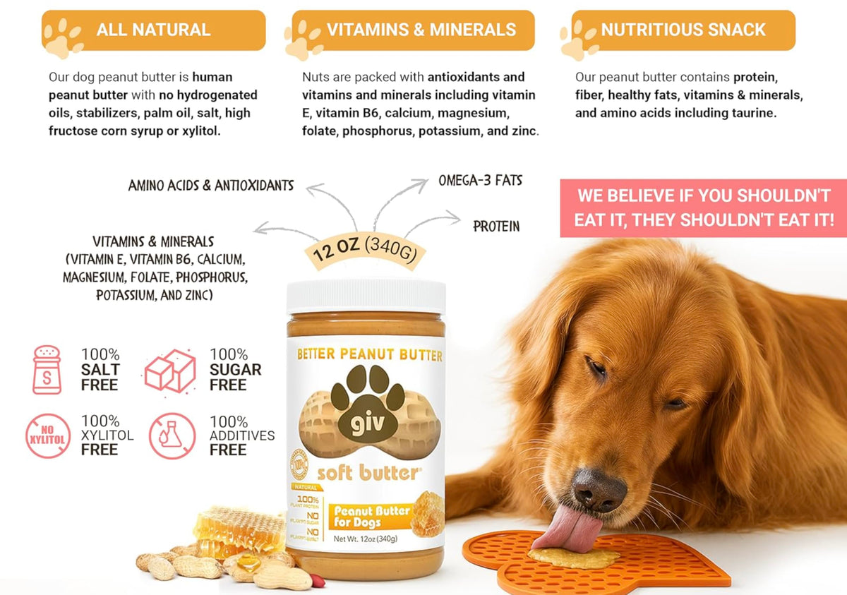 All Natural Peanut Butter for Dogs, 2 Ingredients, 4oz Pouches X92970