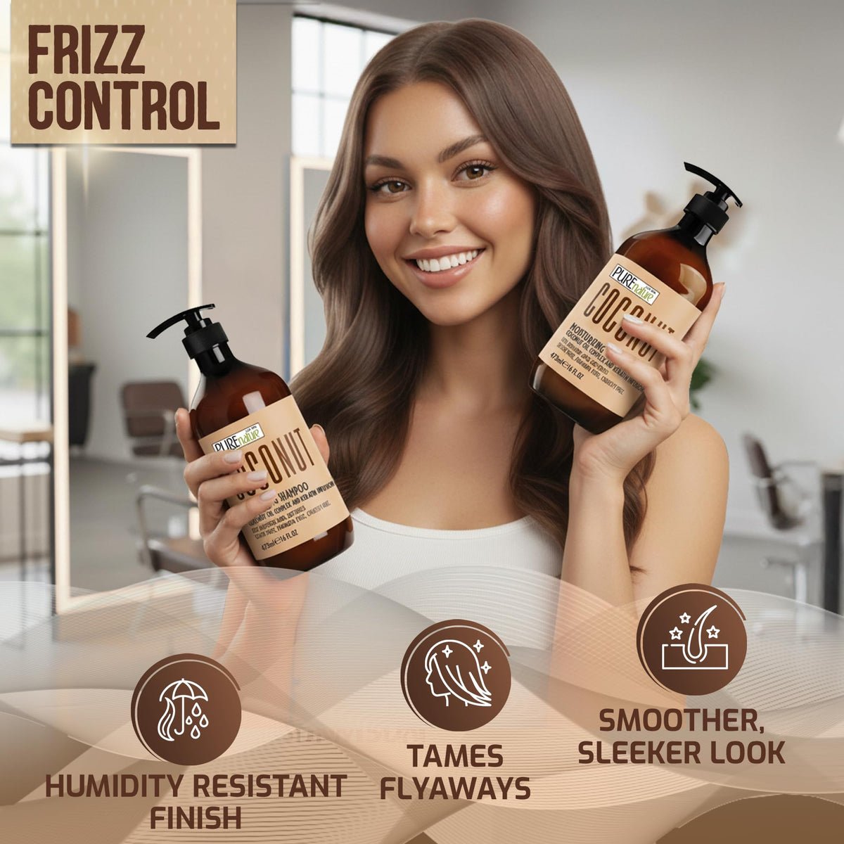 Sulfate Free Coconut Shampoo and Conditioner Set 16 Fl Oz O14656