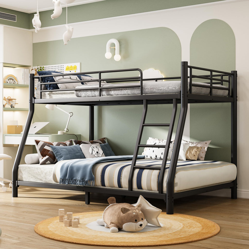 Twin Over Full Size Bunk Bed with Guardrail & Ladder W931668