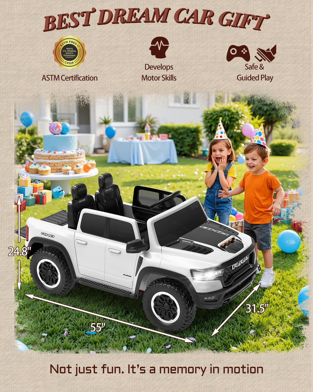 2 Seater Electric Car for Kids with Remote Control D129