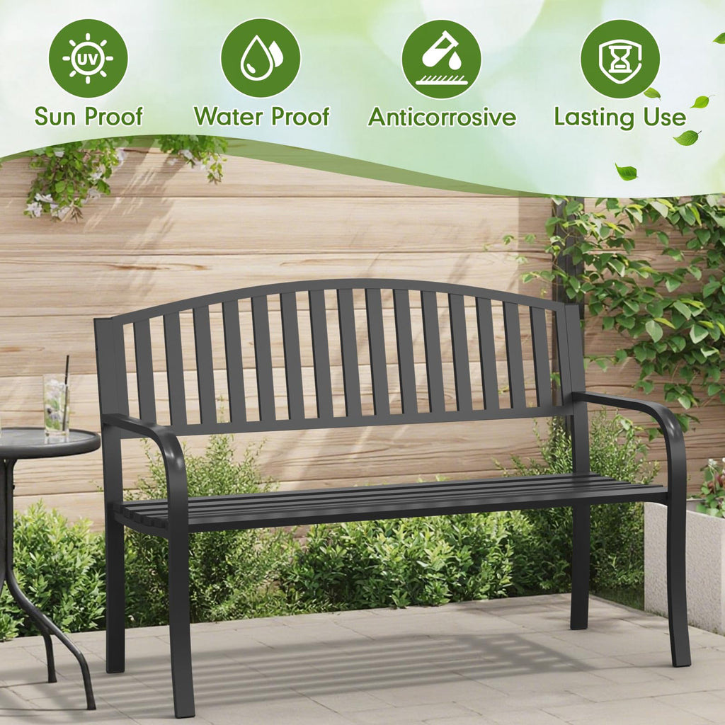 50" Weatherproof Metal Outdoor Bench G50486