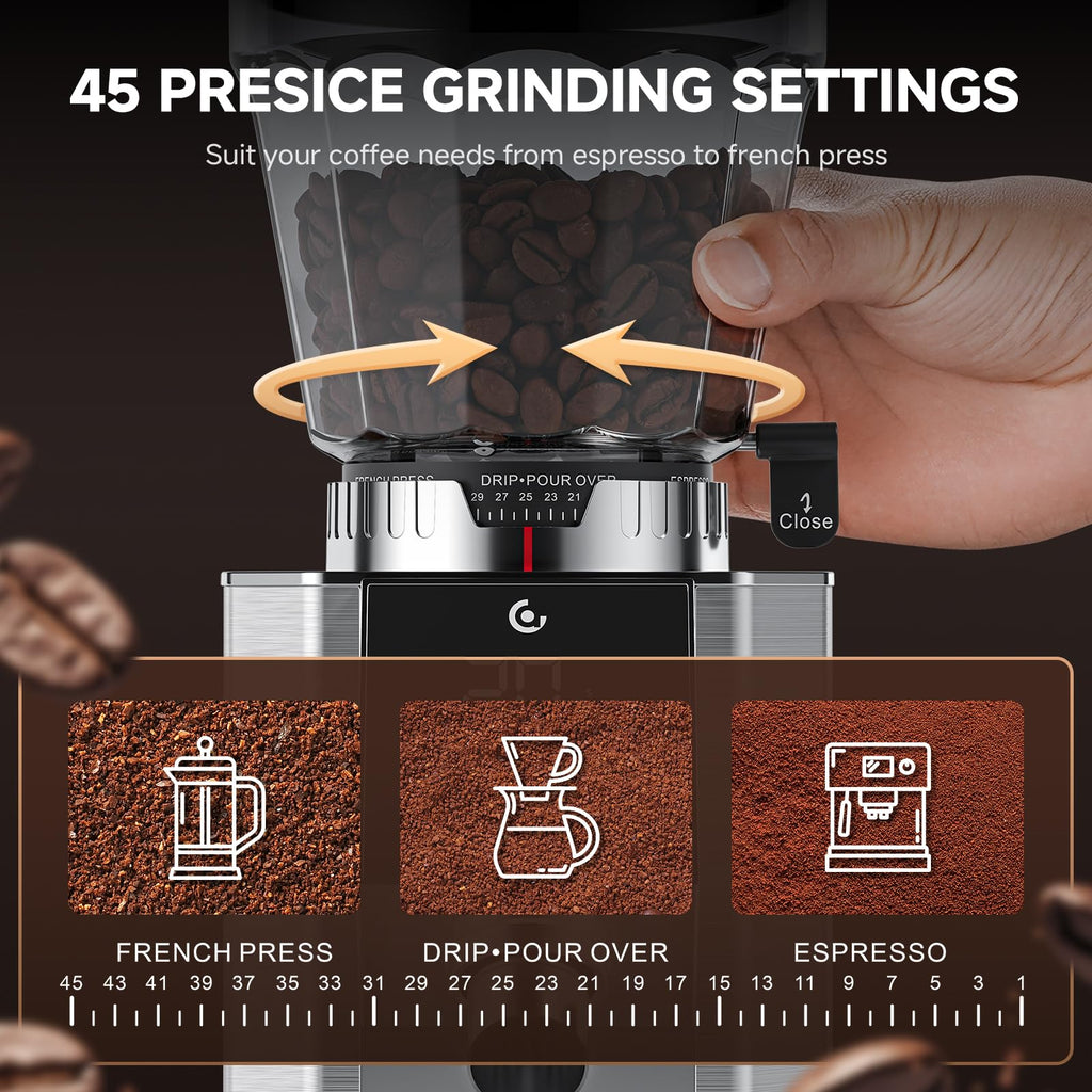 Conical Burr Coffee Grinder with 45 Grind Settings C463786