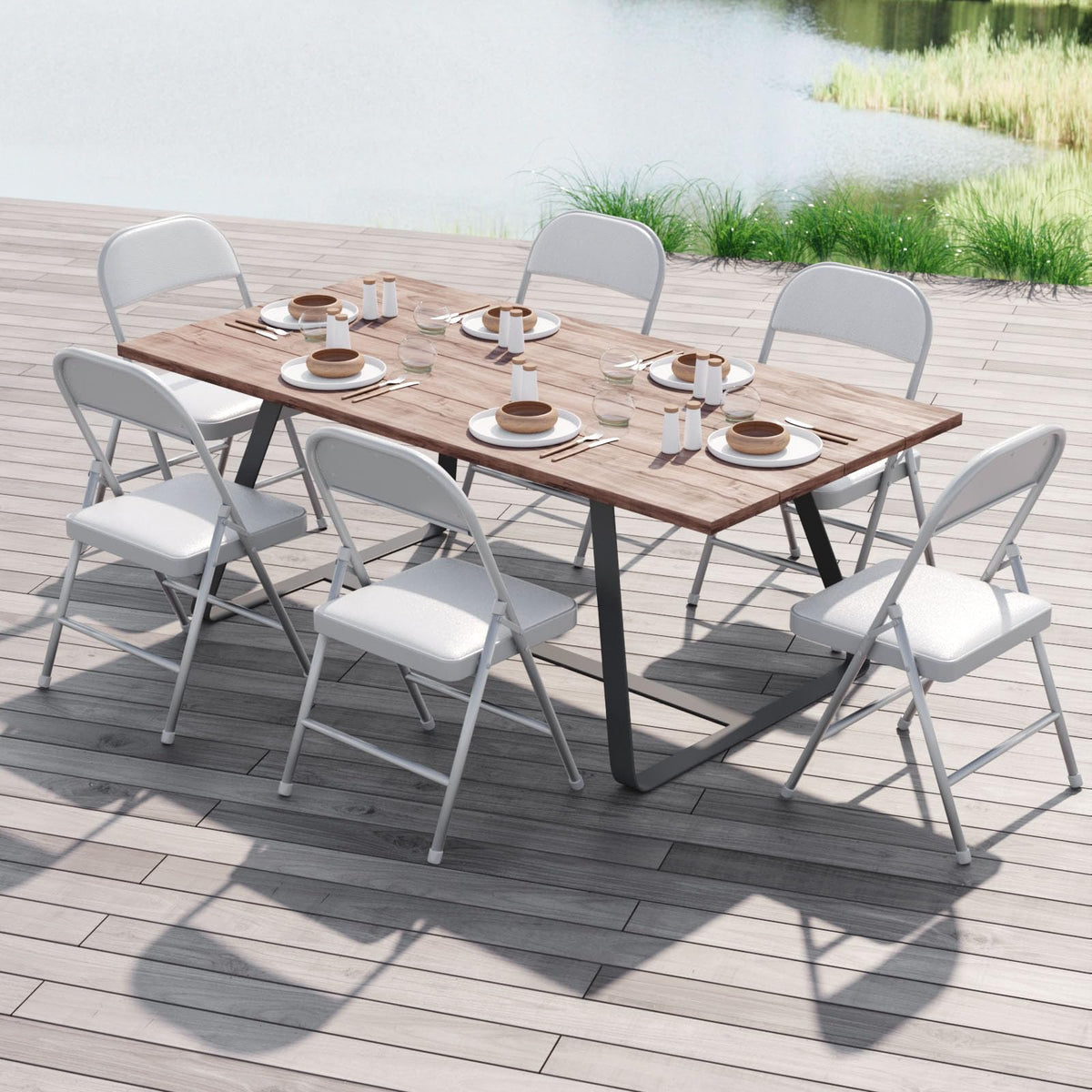 White Vinyl Padded Folding Chairs 4 Pack T73085