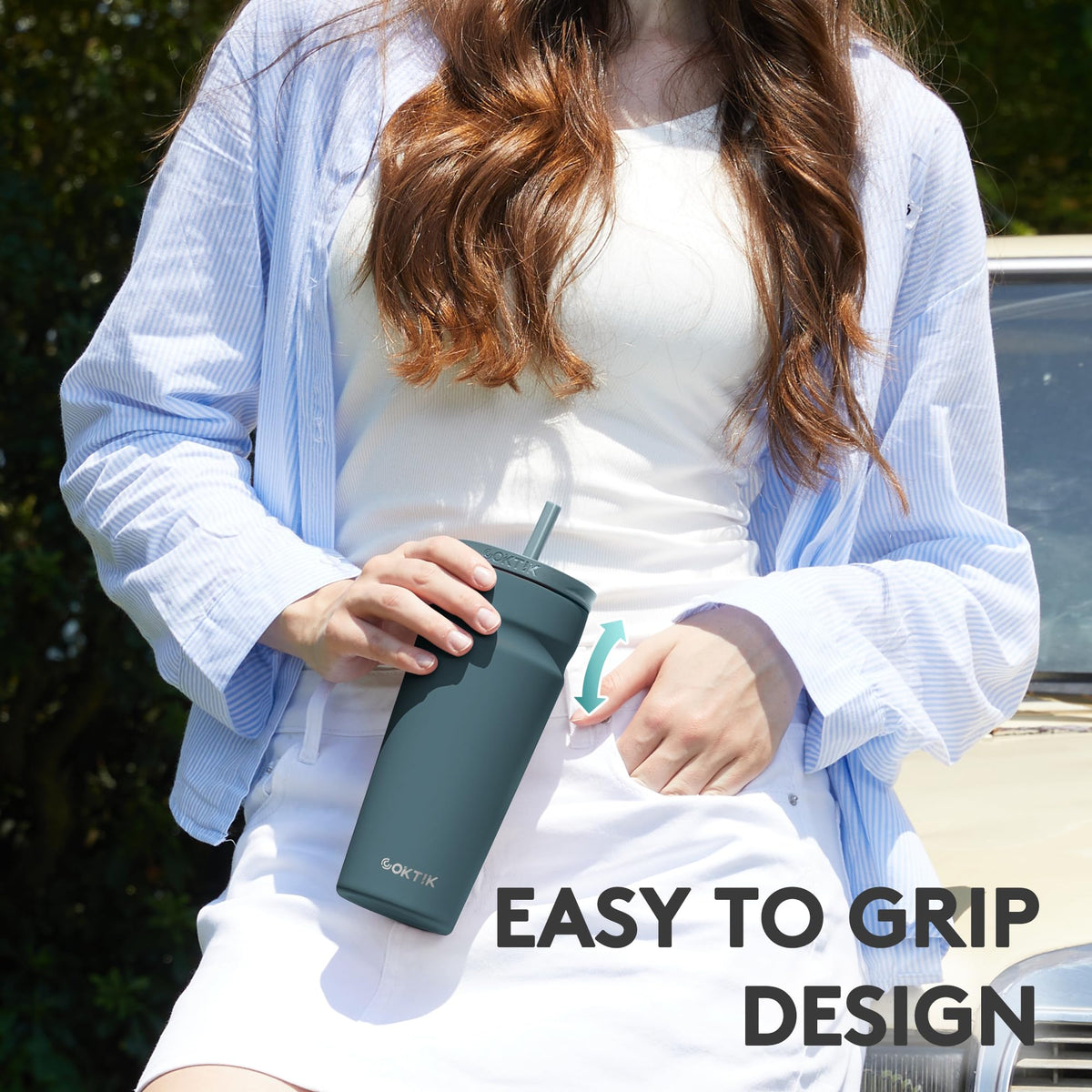 20oz Insulated Stainless Steel Tumbler with Lid and Straw B338