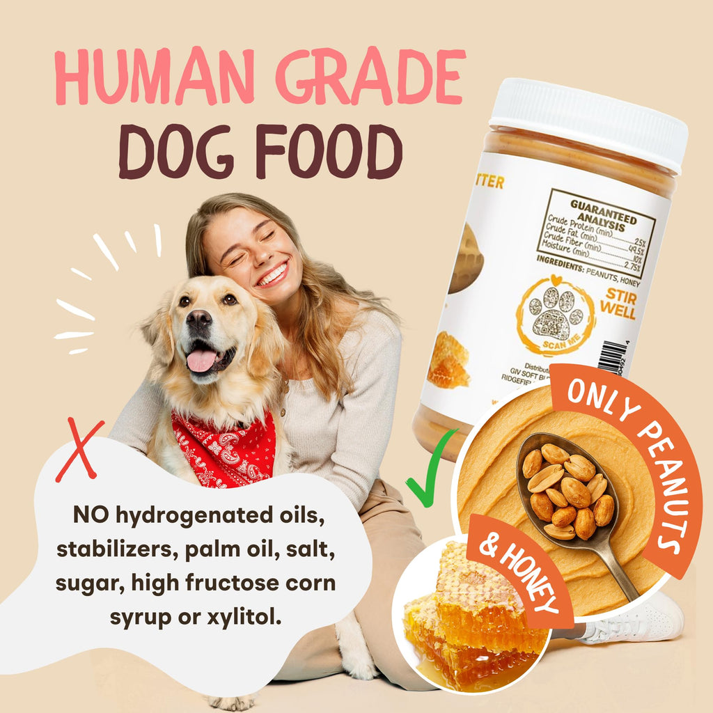 All Natural Peanut Butter for Dogs, 2 Ingredients, 4oz Pouches X92970