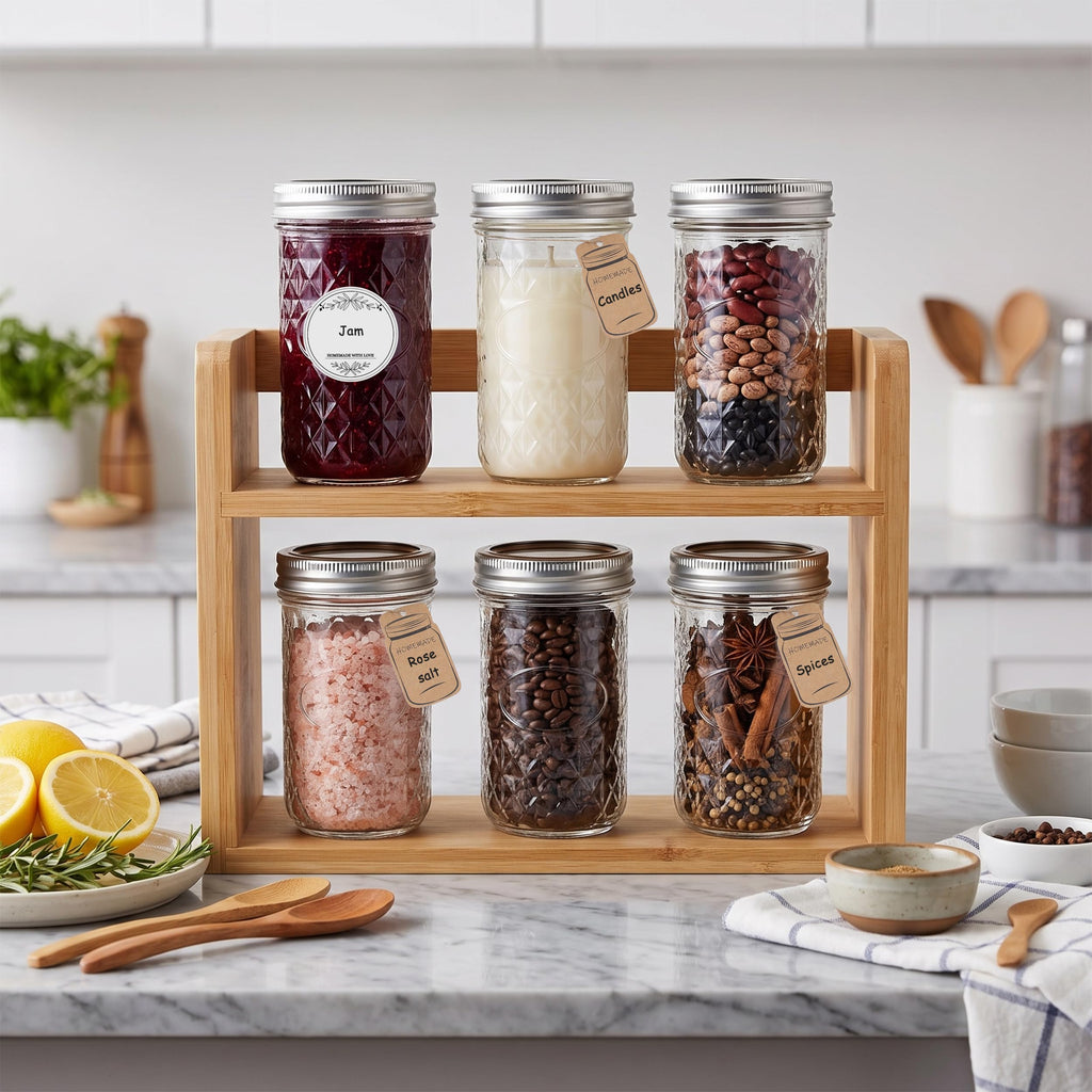 12 Pack 12oz Regular Mouth Glass Jars With Lids V9366