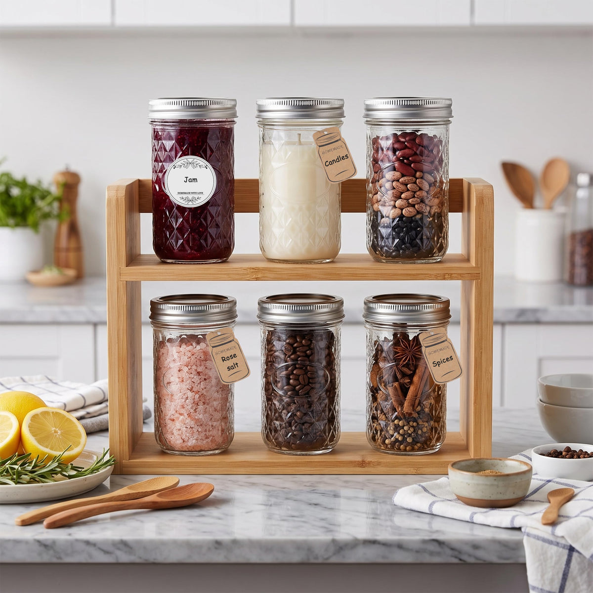 12 Pack 12oz Regular Mouth Glass Jars With Lids V9366