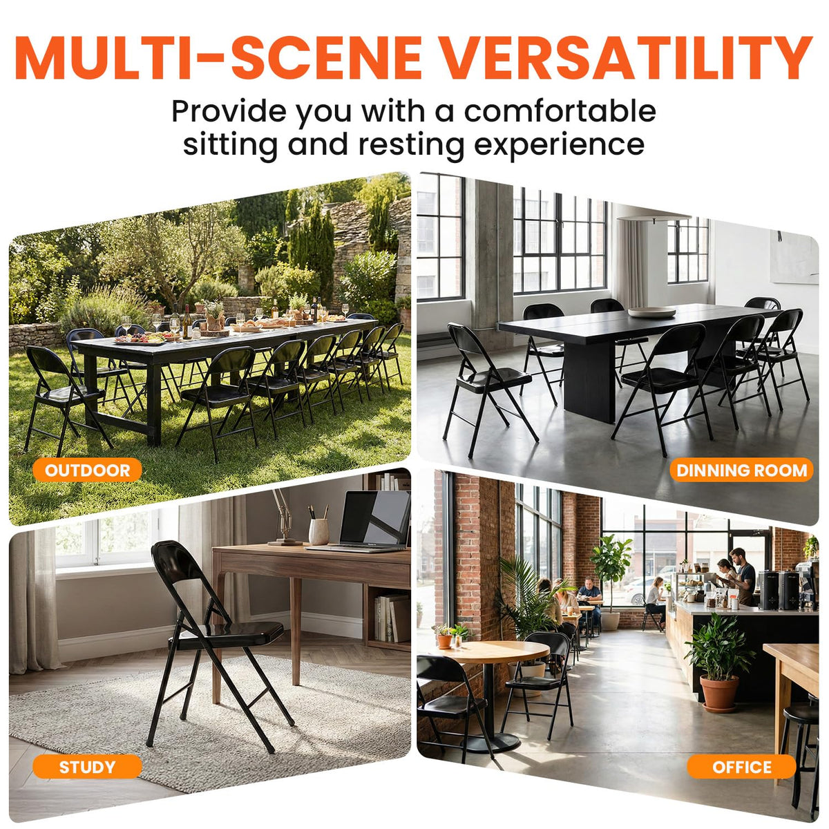 10 Pack Black Metal Folding Chairs F892318