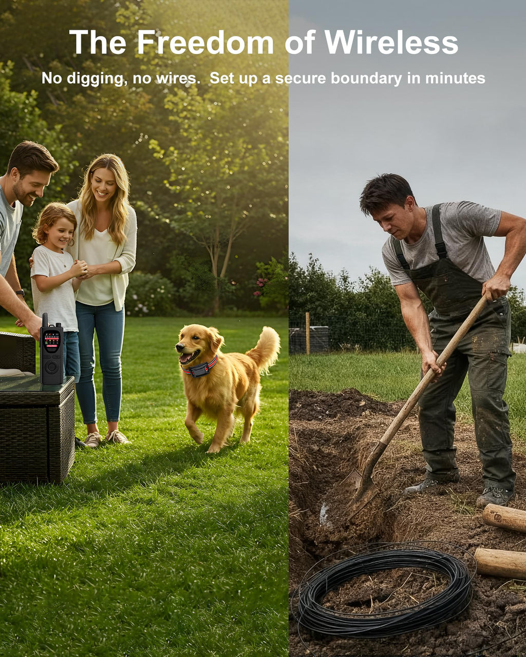 Wireless Dog Fence System 2-in-1 Pet Containment Training Collar IPX6 Waterproof Rechargeable Black Red M97129