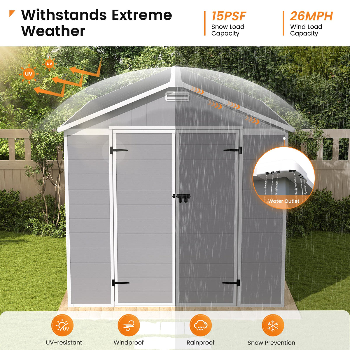 8 x 10 FT Resin Outdoor Storage Shed with Floor A4190